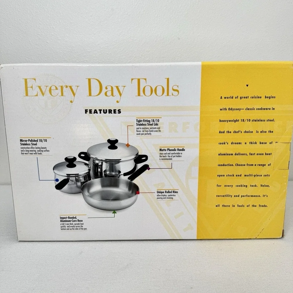 Tools of the Trade 5 Pcs Stainless Steel Cookware Set 18/10 New Sealed In Box